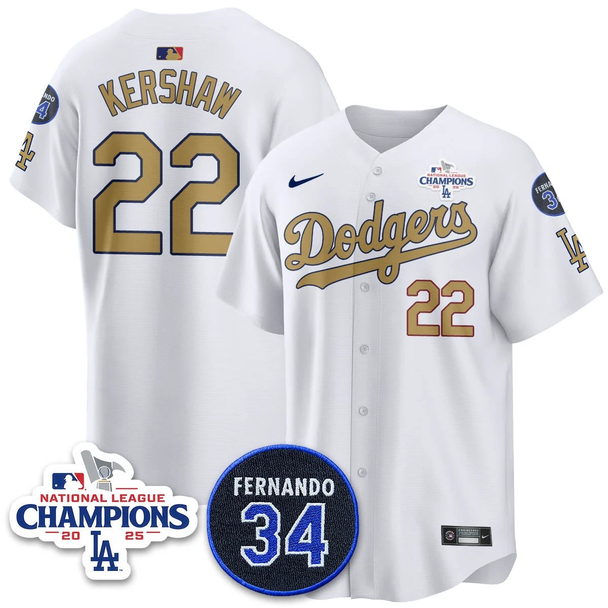 Los Angeles Dodgers 2025 NL Champions Jersey - All Stitched by Los Angeles Dodgers