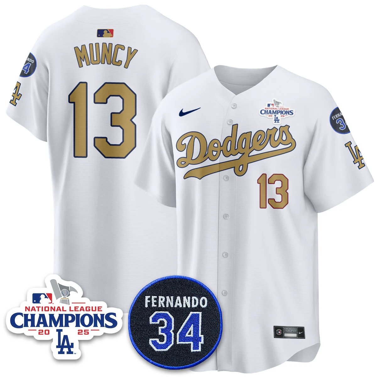 Los Angeles Dodgers 2025 NL Champions Jersey - All Stitched by Los Angeles Dodgers