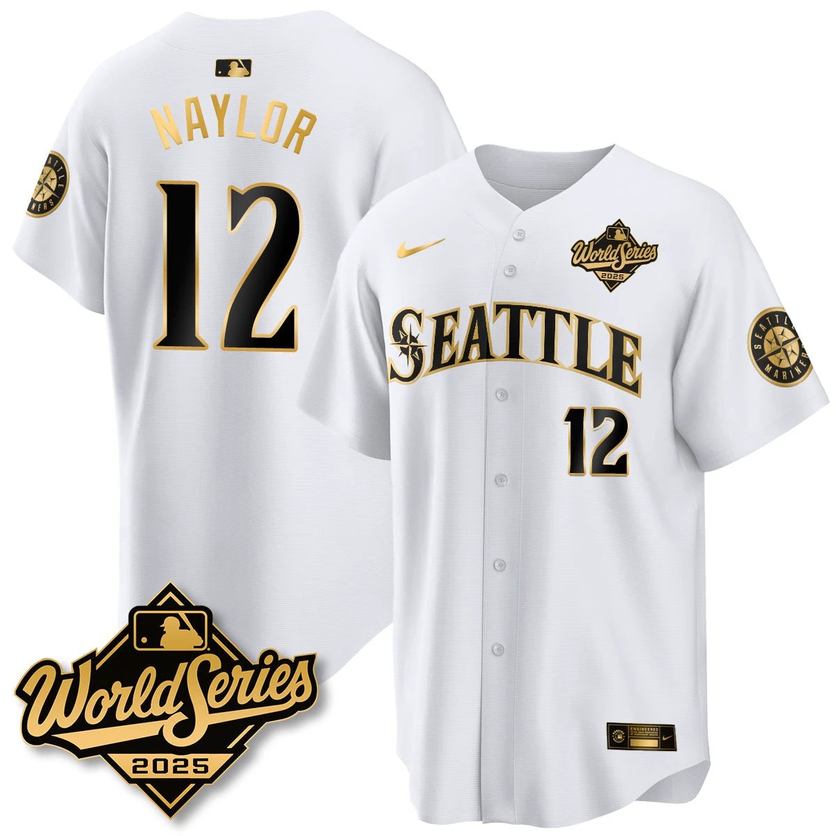 Seattle Mariners 2025 World Series Gold Jersey - All Stitched by Seattle Mariners