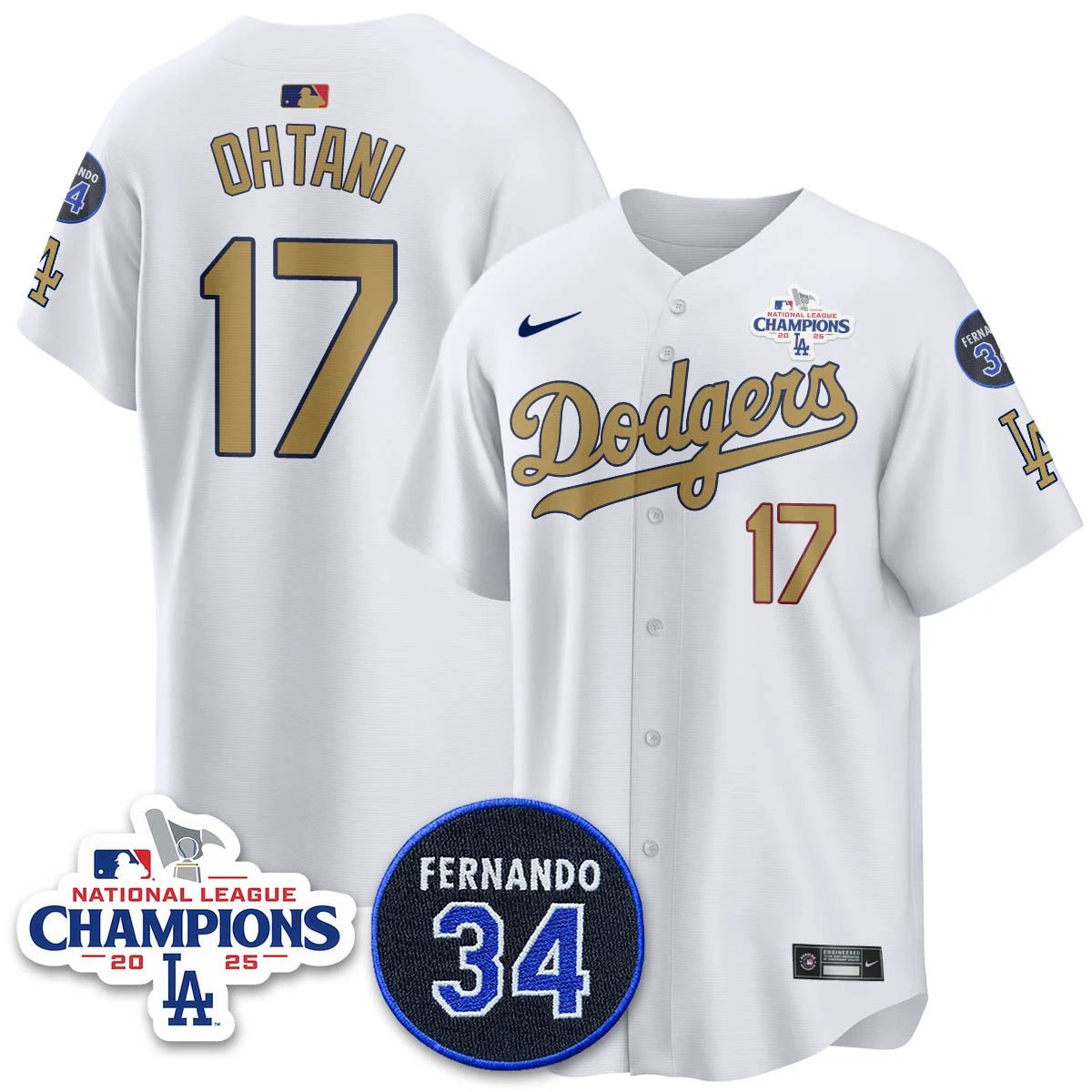 Los Angeles Dodgers 2025 NL Champions Jersey - All Stitched by Los Angeles Dodgers
