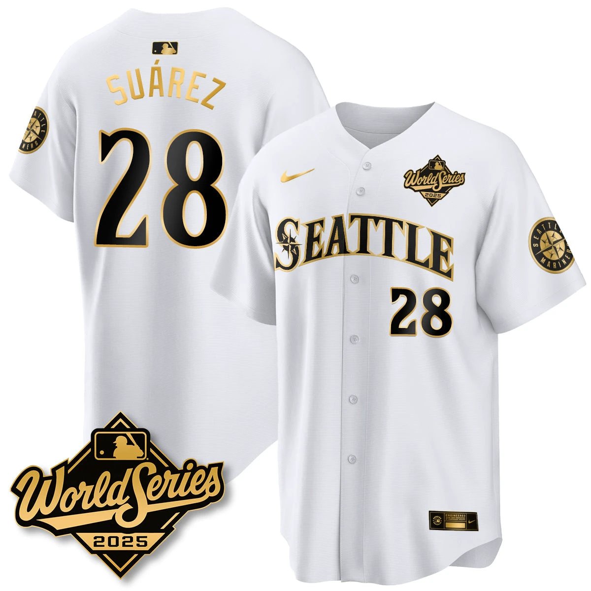 Seattle Mariners 2025 World Series Gold Jersey - All Stitched by Seattle Mariners