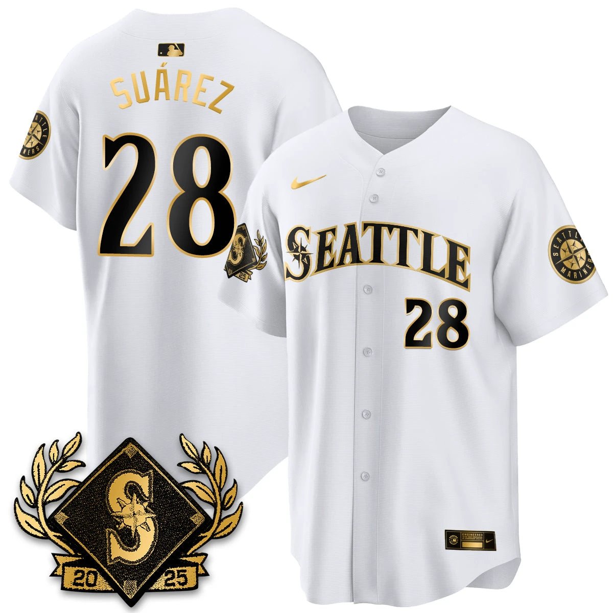 Seattle Mariners 2025 Series Gold Champions Jersey - All Stitched by Seattle Mariners