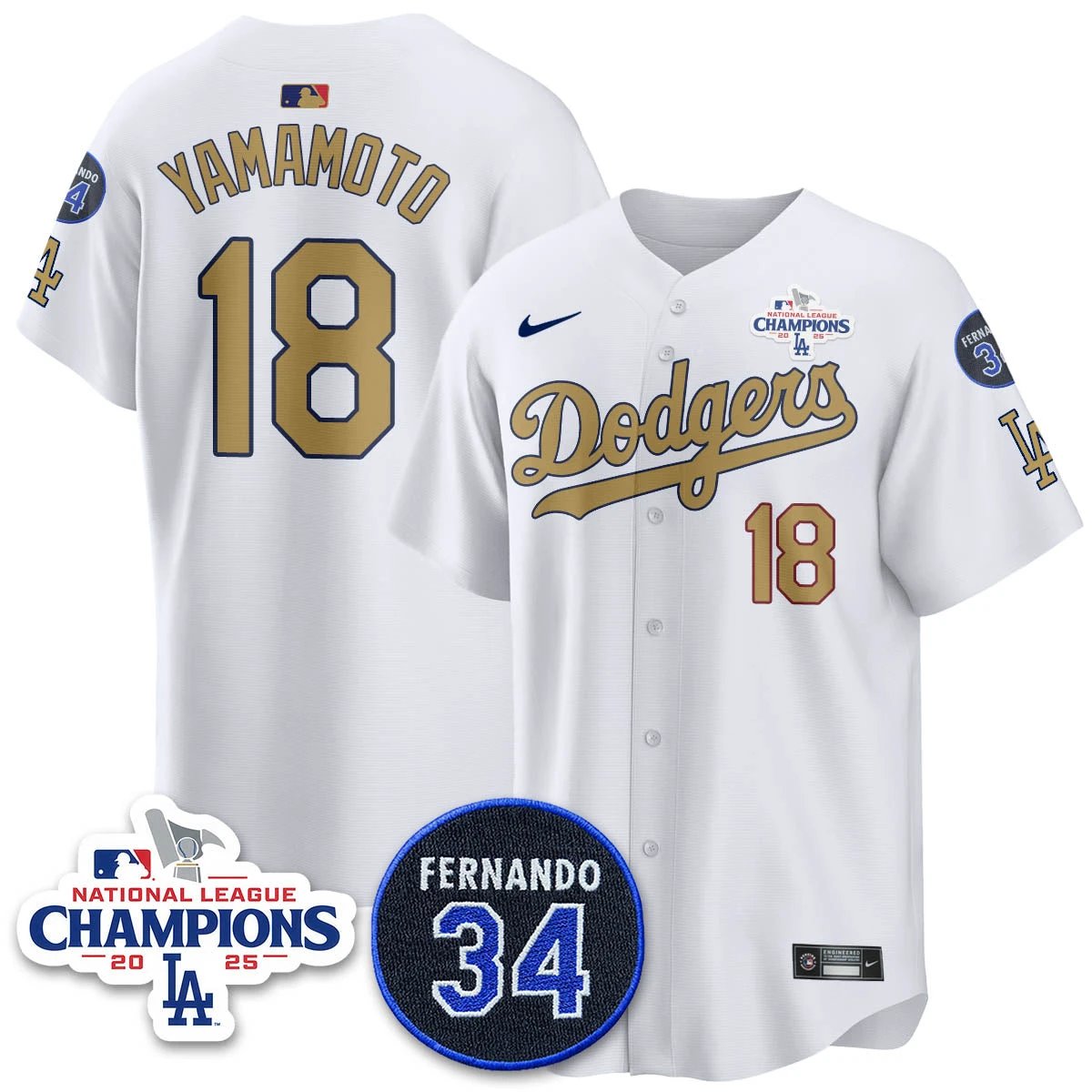 Los Angeles Dodgers 2025 NL Champions Jersey - All Stitched by Los Angeles Dodgers