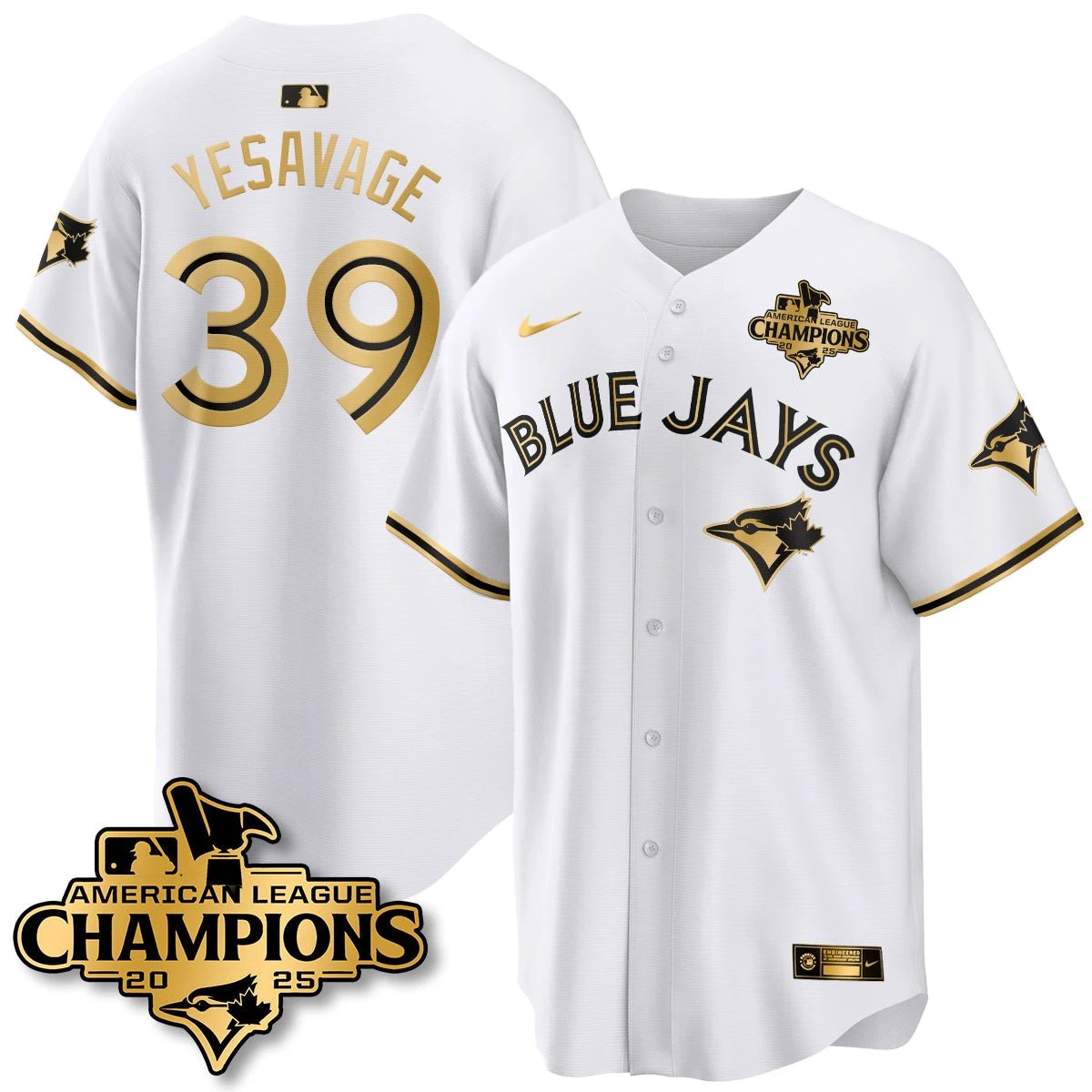 Toronto Blue Jays 2025 American League Champions Jersey - All Stitched by Toronto Blue Jays