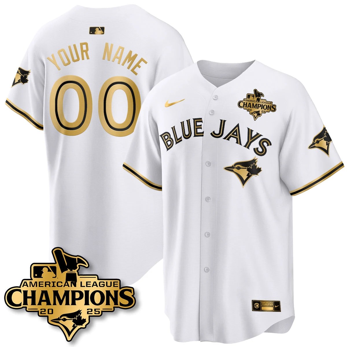 Toronto Blue Jays 2025 American League Champions Custom Jersey - All Stitched by Toronto Blue Jays