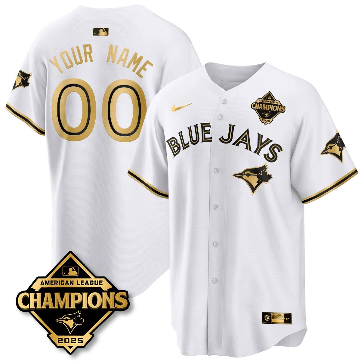 Toronto Blue Jays 2025 American League Champions Jersey - All Stitched by Toronto Blue Jays