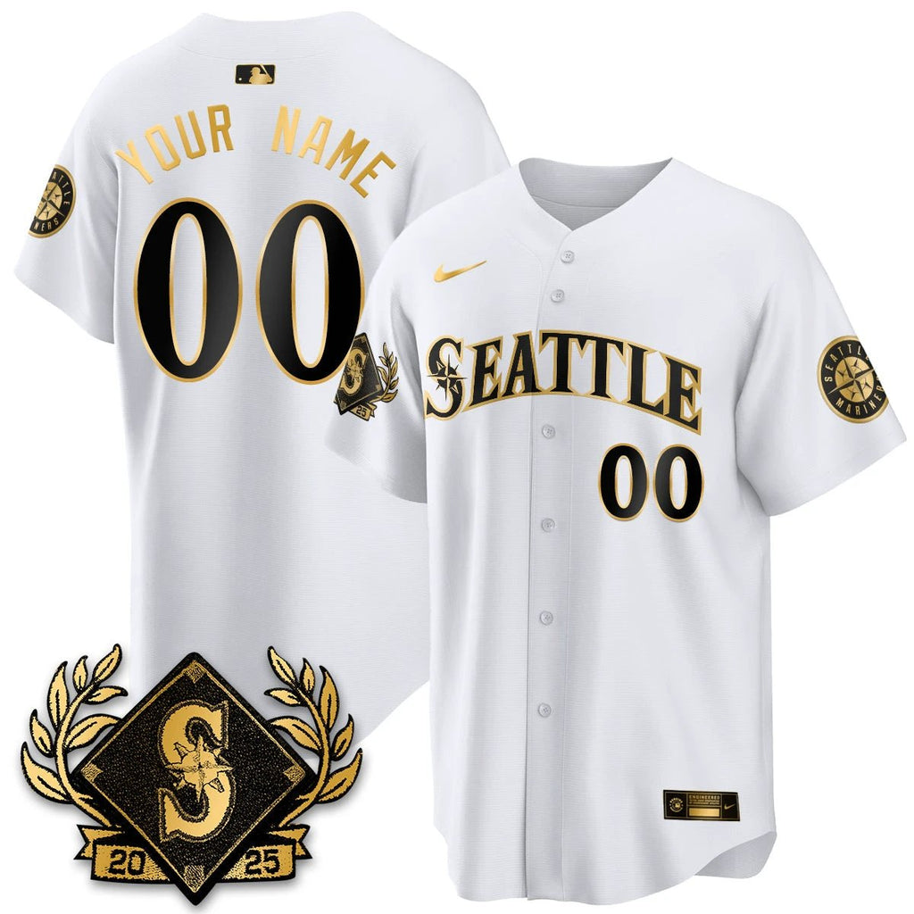 Seattle Mariners 2025 Series Gold Champions Jersey - All Stitched by Seattle Mariners