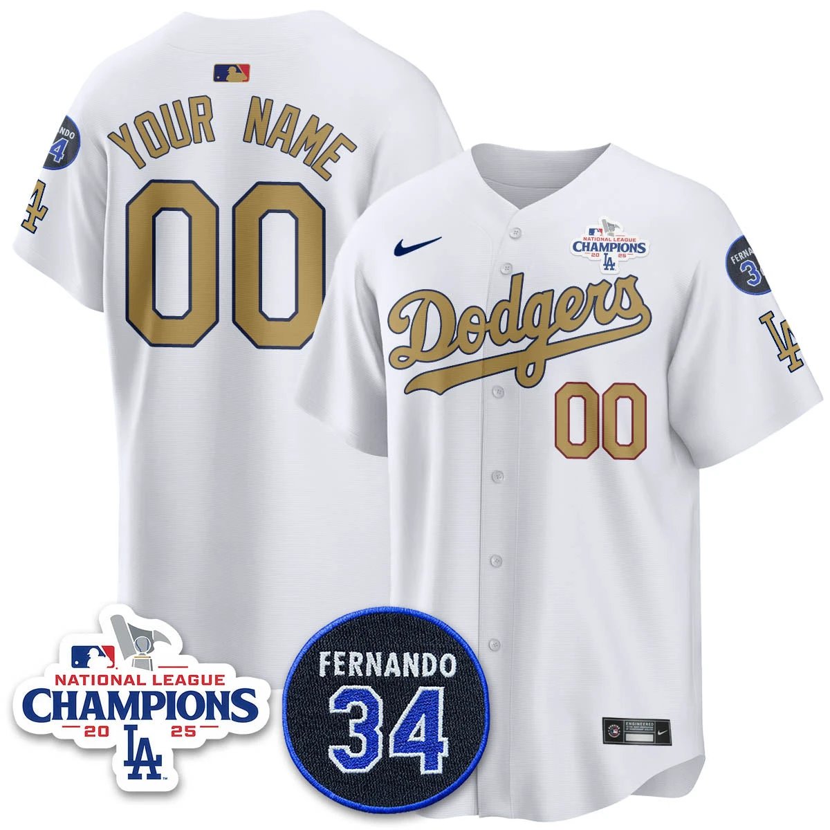 Los Angeles Dodgers 2025 NL Champions Jersey - All Stitched by Los Angeles Dodgers