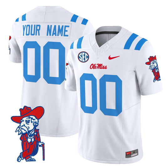 Custom Ole Miss Rebels Jersey Name, Number 2025 V2 Stitched White Limited by My Store