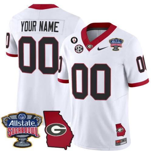 Custom Georgia Bulldogs Jersey 2025 Sugar Bowl Patch Vapor Limited White Stiched by My Store