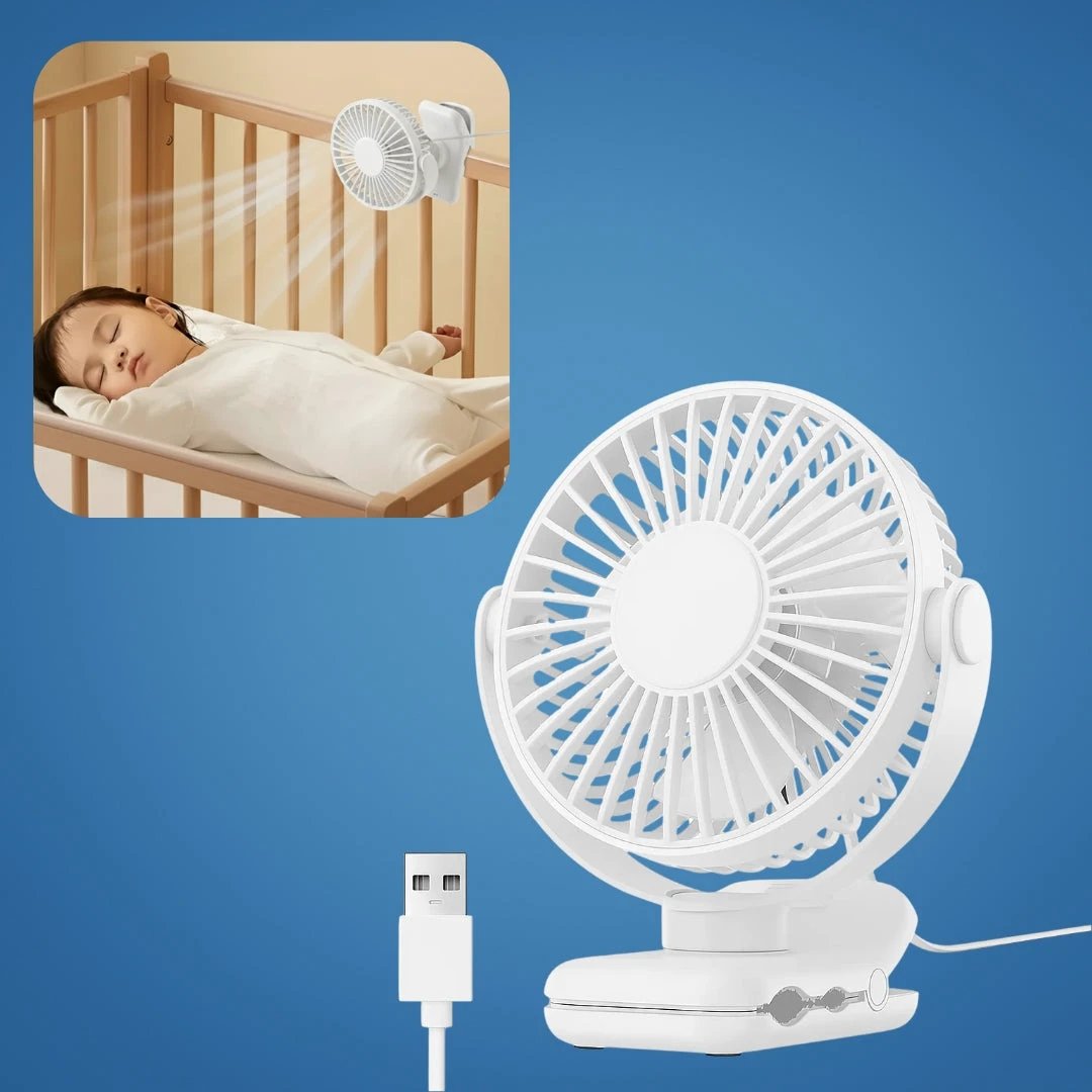 on USB Desk Fan Clamp Air Circulator – Long-Battery Cooling – Flame-Retardant Clamp – Quiet Nursery or Home-Office Use Bowlift by Bowlift