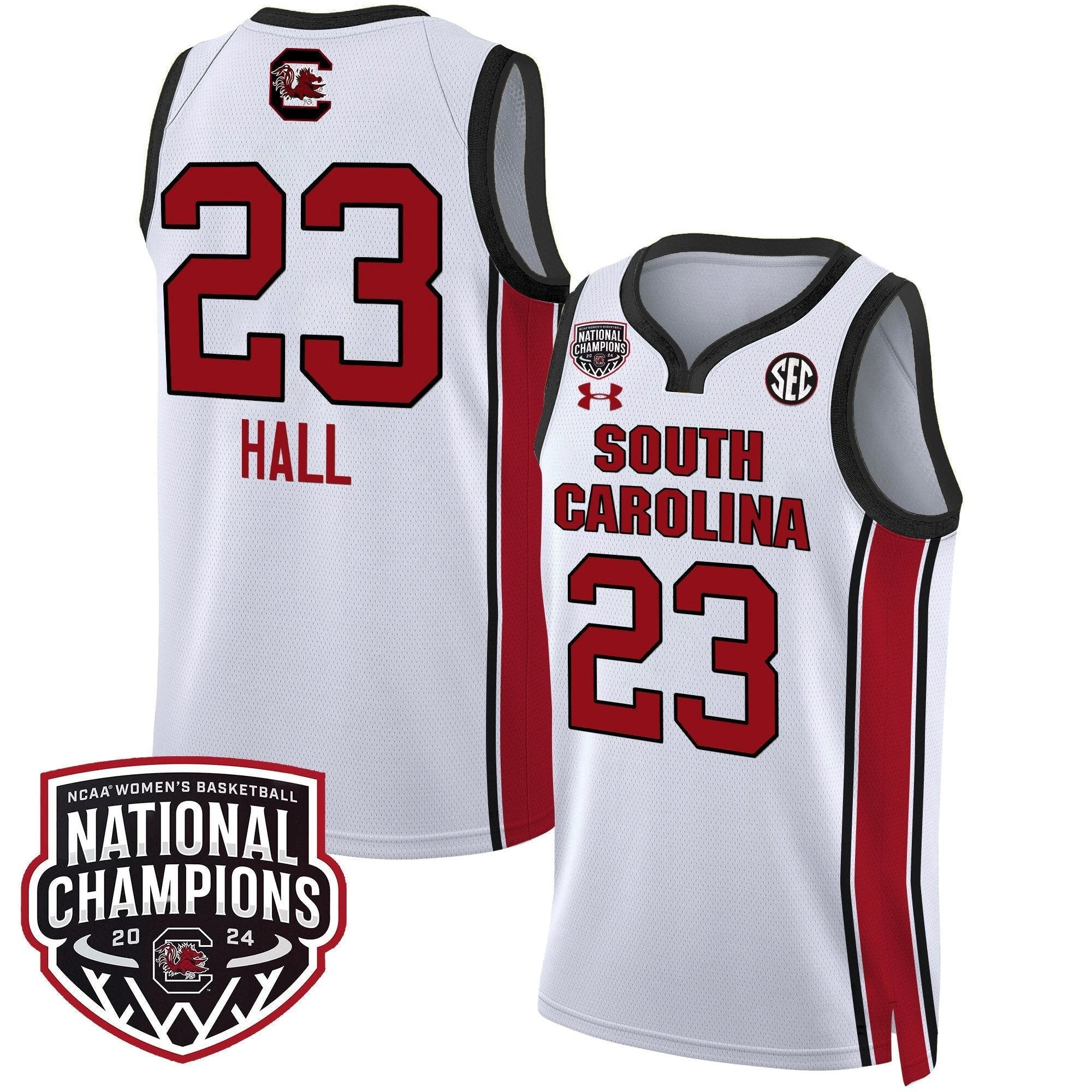 Bree Hall Jersey #23 South Carolina Gamecocks Basketball 2024 National Champions All Stitched White by My store basketball