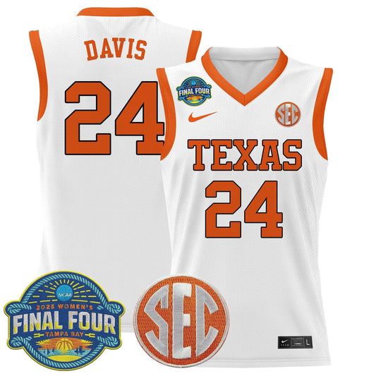 Clarissa Davis Jersey #24 Texas Longhorns 2025 Sec Final Four Patch White by My store basketball