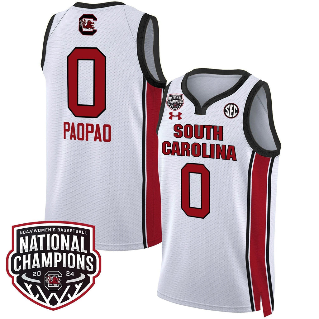 Te-Hina Paopao Jersey #0 South Carolina Gamecocks Basketball 2024 National Champions All Stitched White by My store basketball