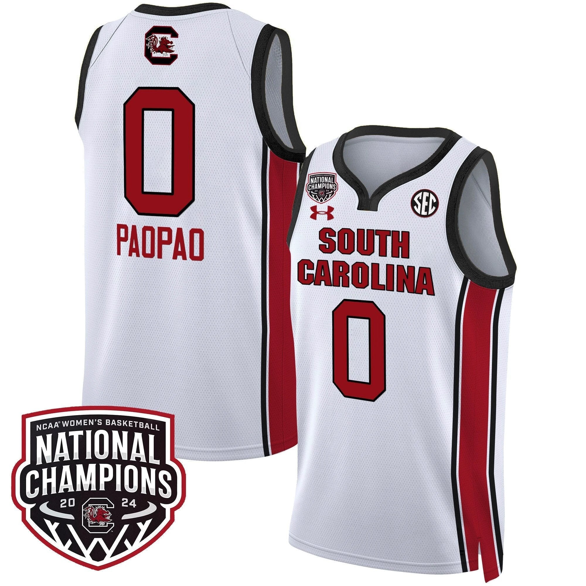 Te-Hina Paopao Jersey #0 South Carolina Gamecocks Basketball 2024 National Champions All Stitched White by My store basketball