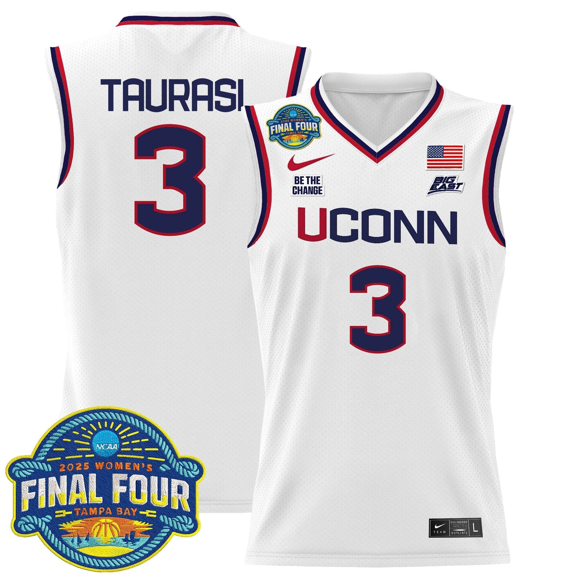 Diana Taurasi Jersey #5 UConn Huskies 2025 Big Eat Final Four Patch White by My store basketball