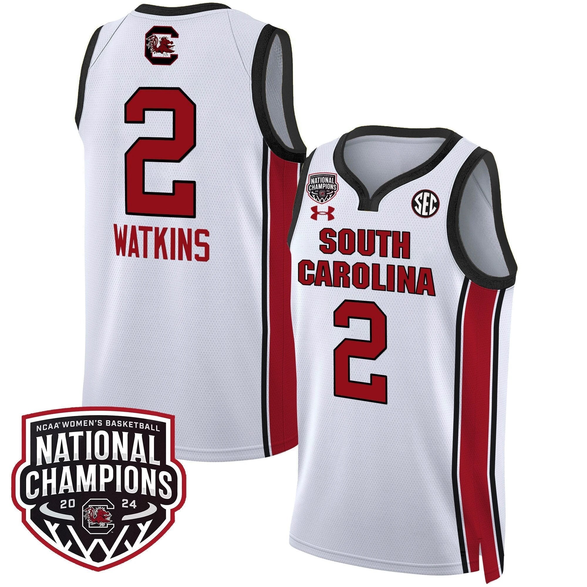 Ashlyn Watkins Jersey #2 South Carolina Gamecocks Basketball 2024 National Champions All Stitched White by My store basketball