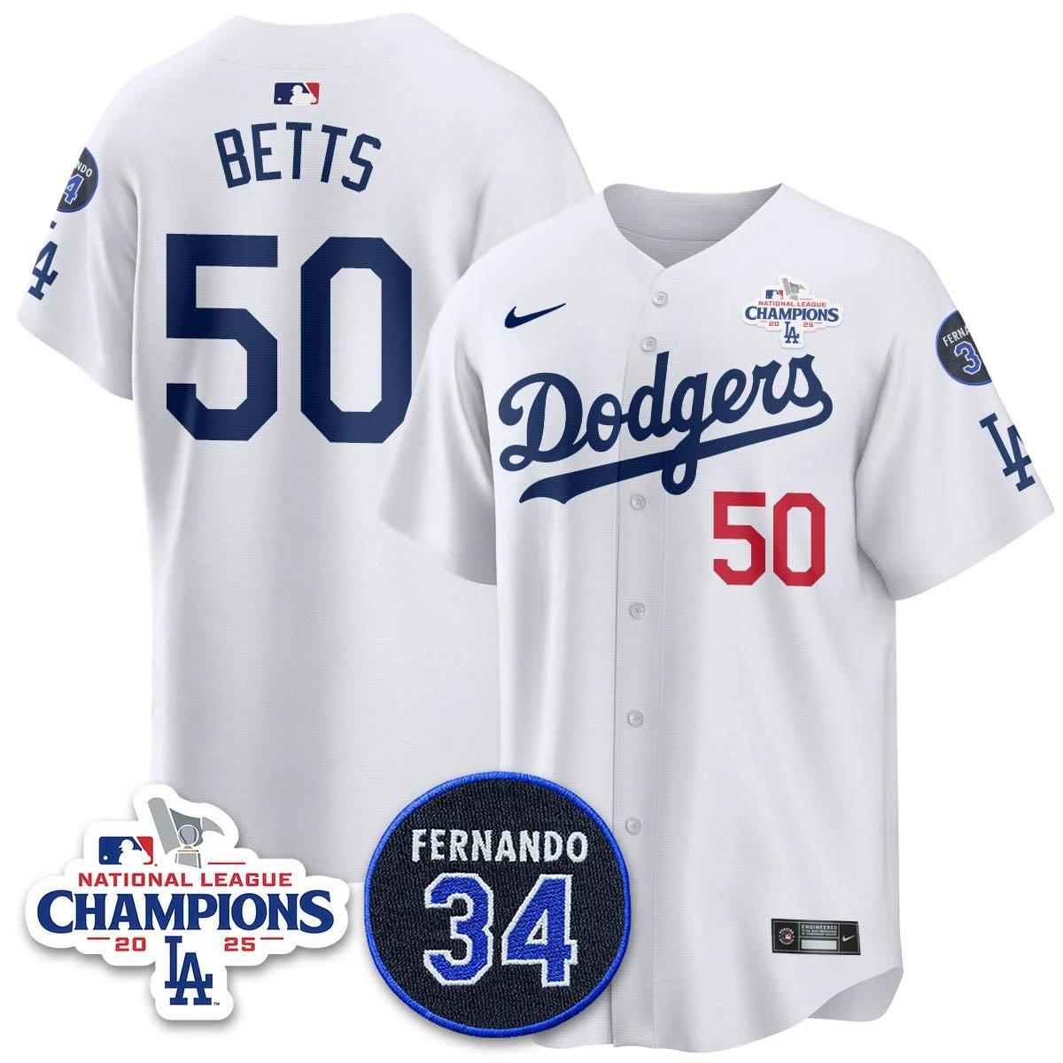 Los Angeles Dodgers 2025 NL Champions Jersey - All Stitched by Los Angeles Dodgers
