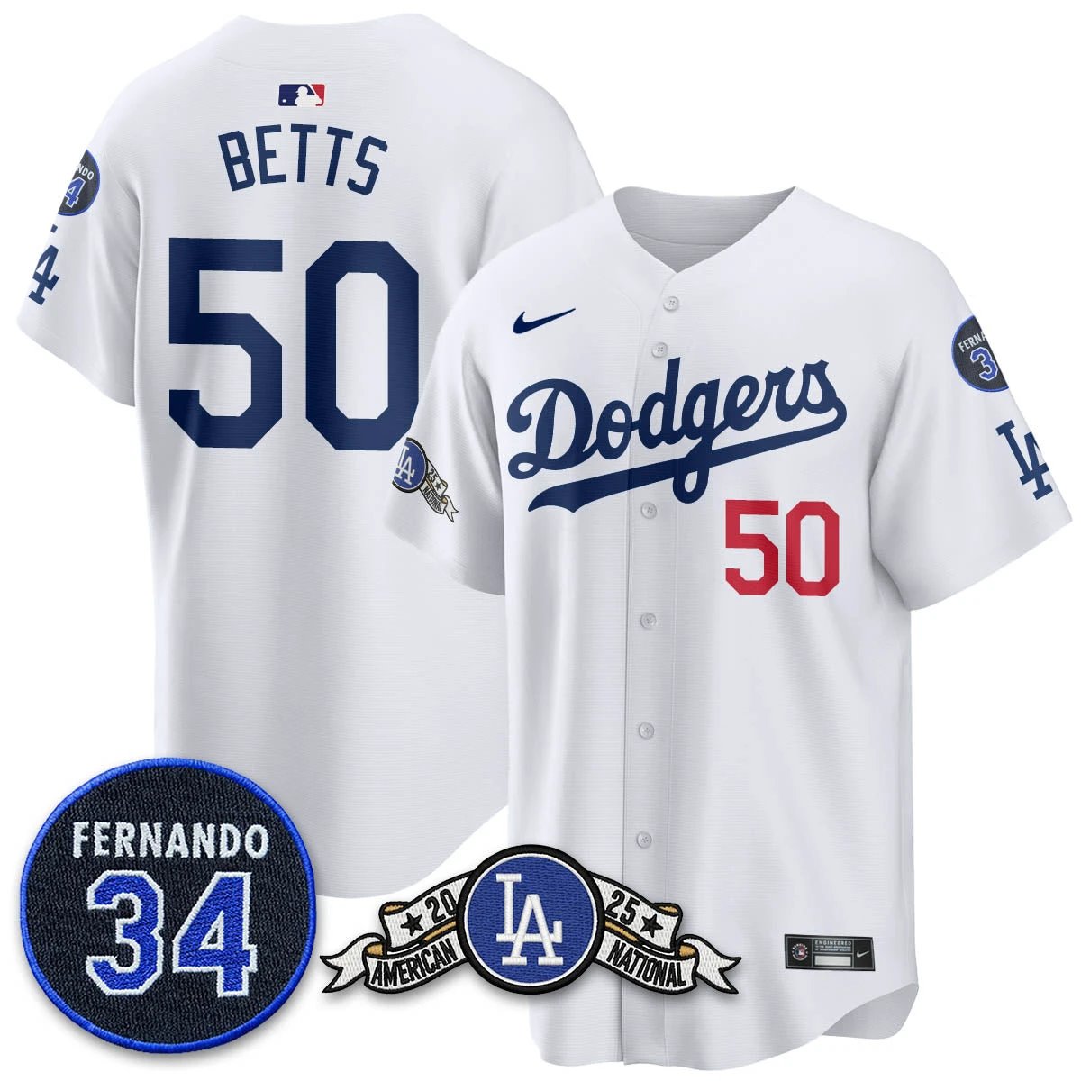 Los Angeles Dodgers 2025 National League Champions Jersey - All Stitched by Los Angeles Dodgers