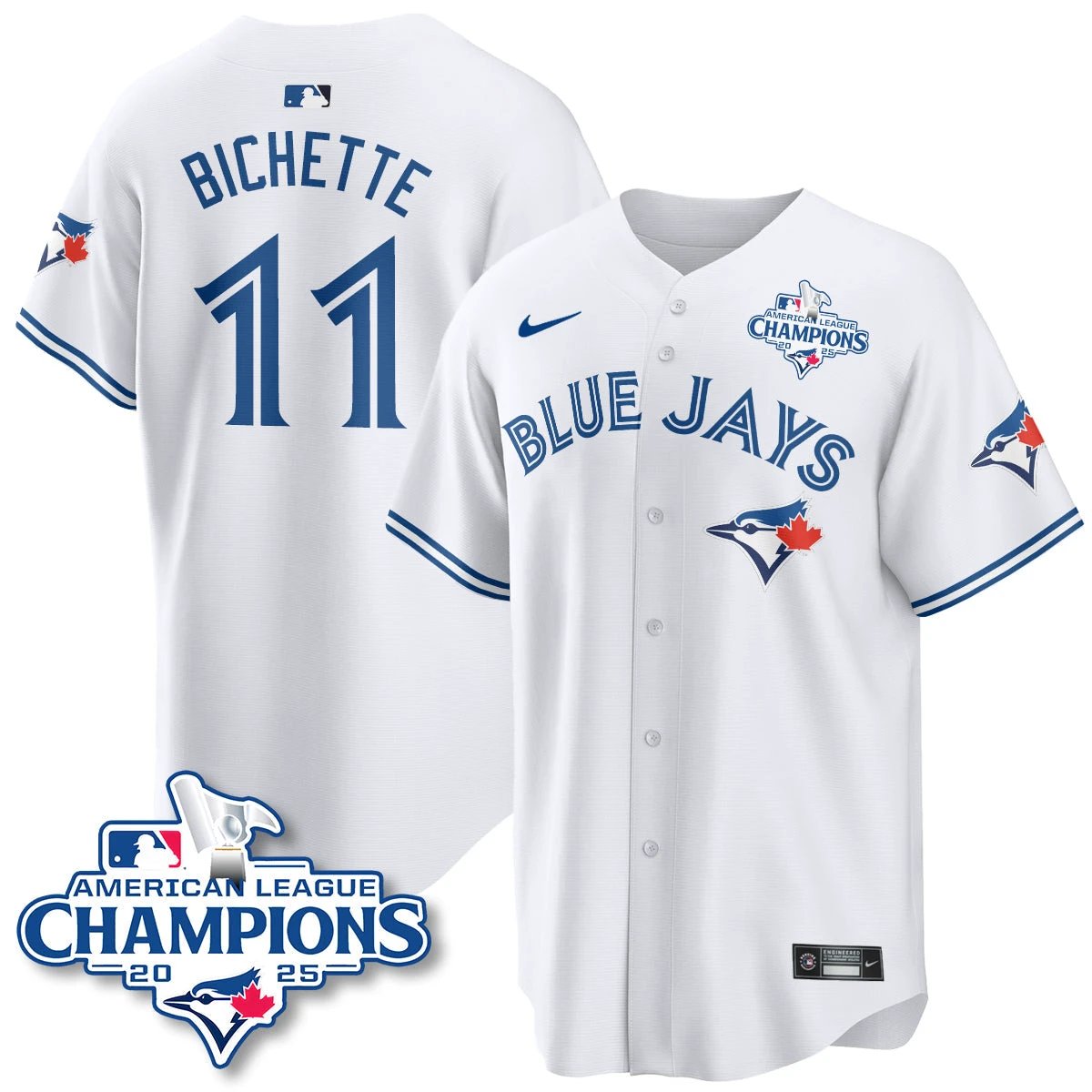 Toronto Blue Jays 2025 American League Champions Jersey - All Stitched by Toronto Blue Jays
