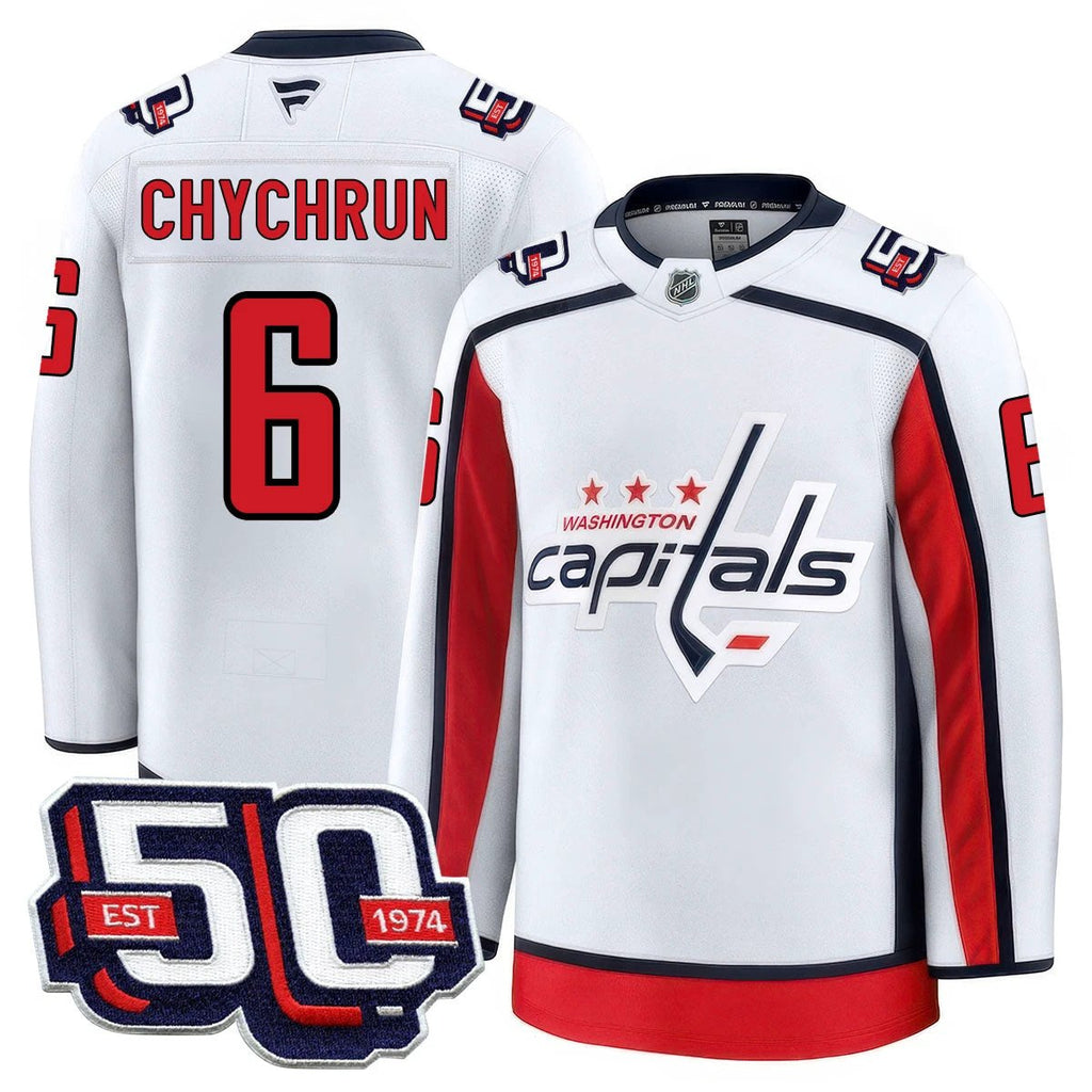 Men Washington Capitals 50th Anniversary Premium Jersey - All Stitched by Washington Capitals