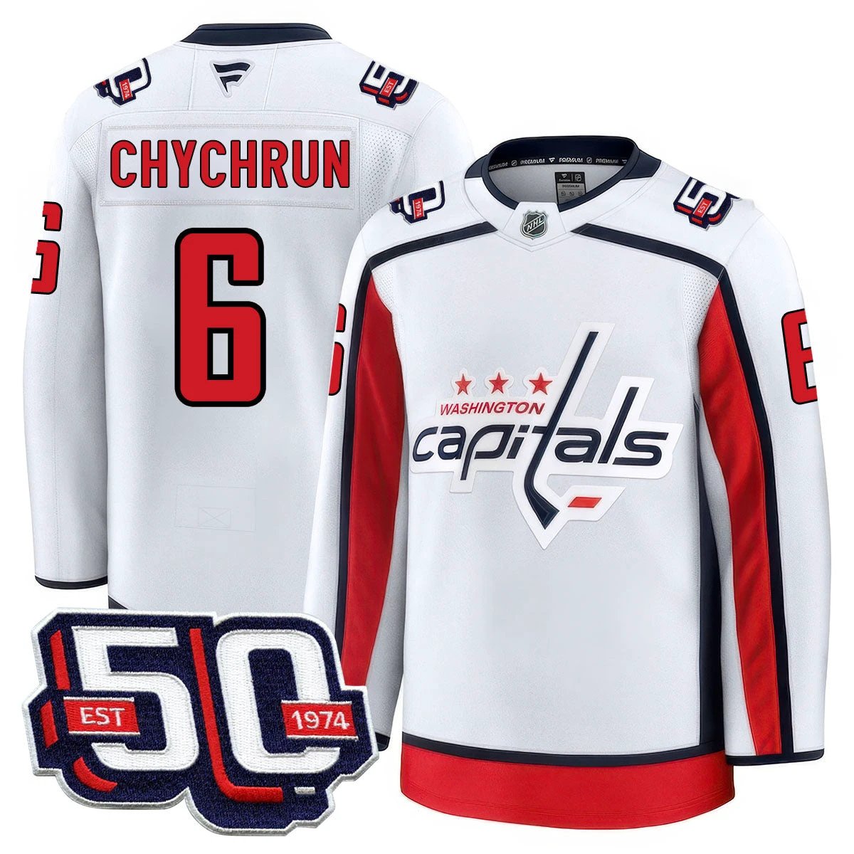 Men Washington Capitals 50th Anniversary Premium Jersey - All Stitched by Washington Capitals