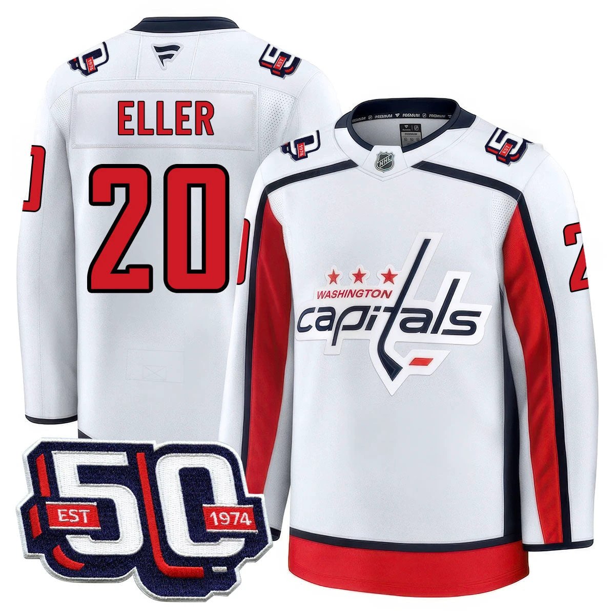 Men Washington Capitals 50th Anniversary Premium Jersey - All Stitched by Washington Capitals