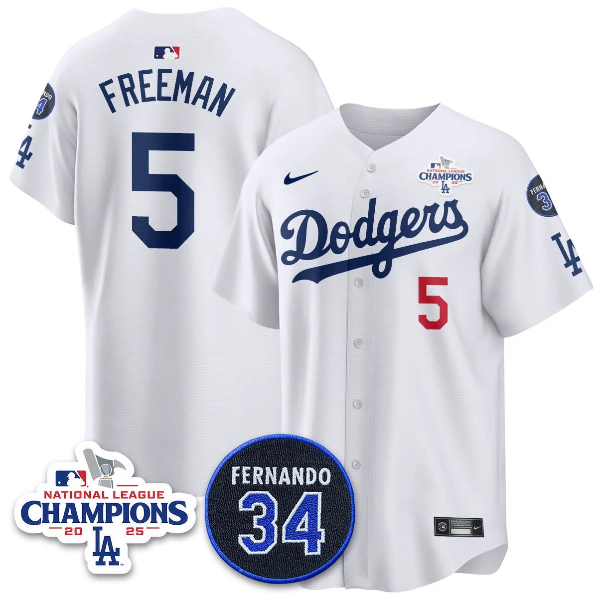 Los Angeles Dodgers 2025 NL Champions Jersey - All Stitched by Los Angeles Dodgers