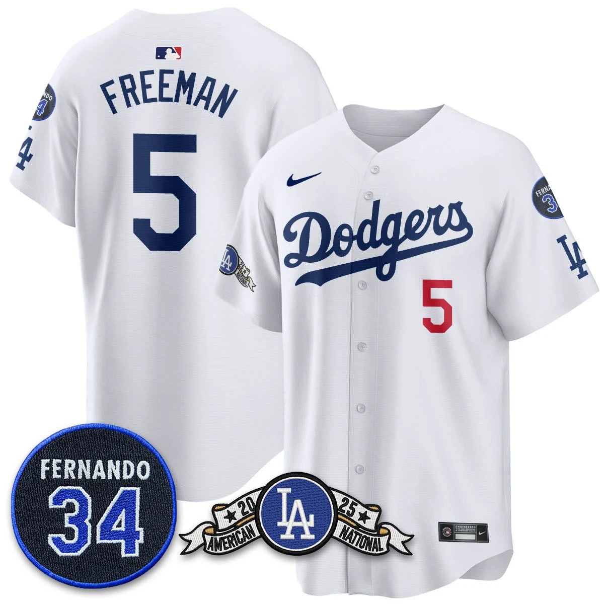 Los Angeles Dodgers 2025 National League Champions Jersey - All Stitched by Los Angeles Dodgers