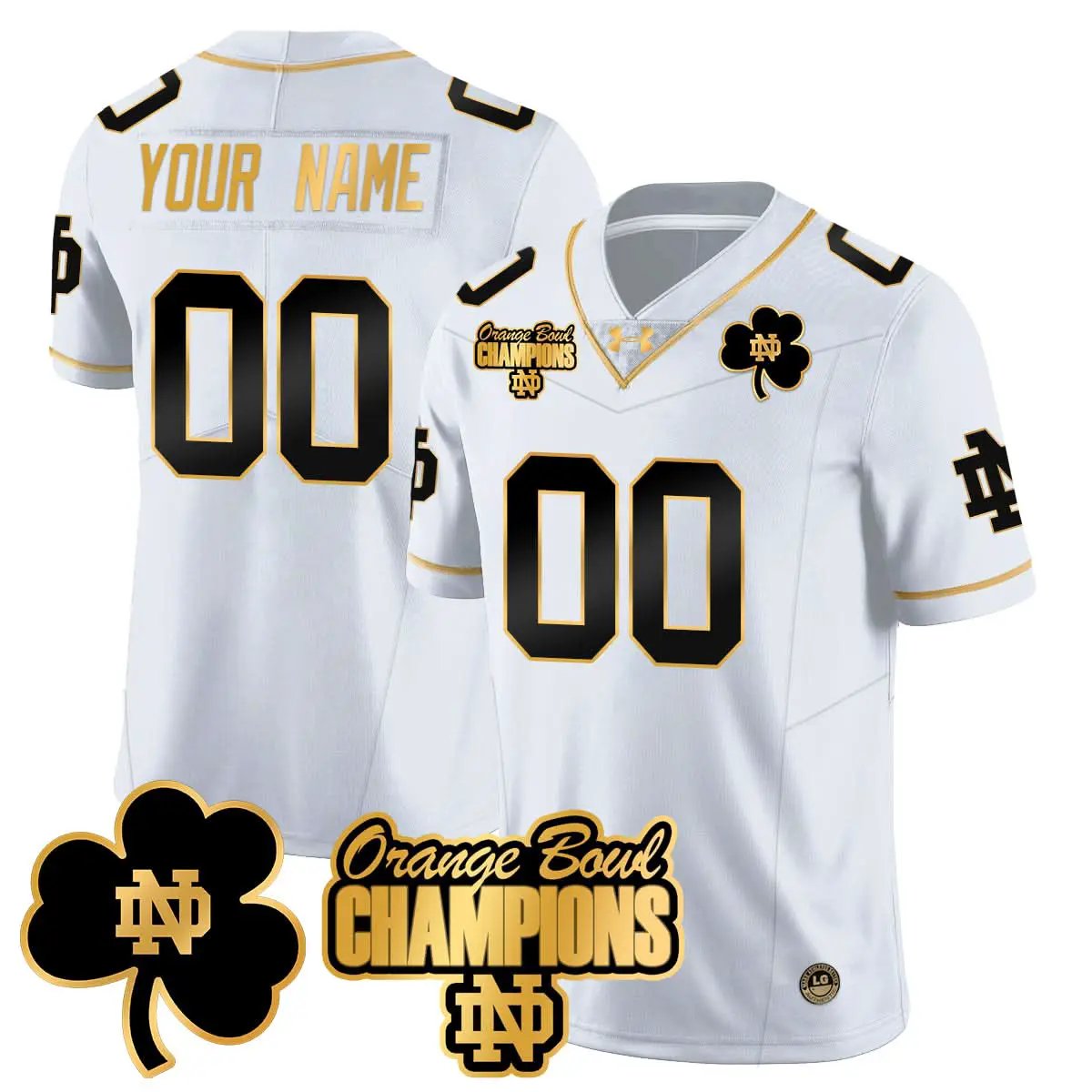 Custom NDFI 2025 Orange Bowl Champions Jersey by Notre Dame Fighting Irish