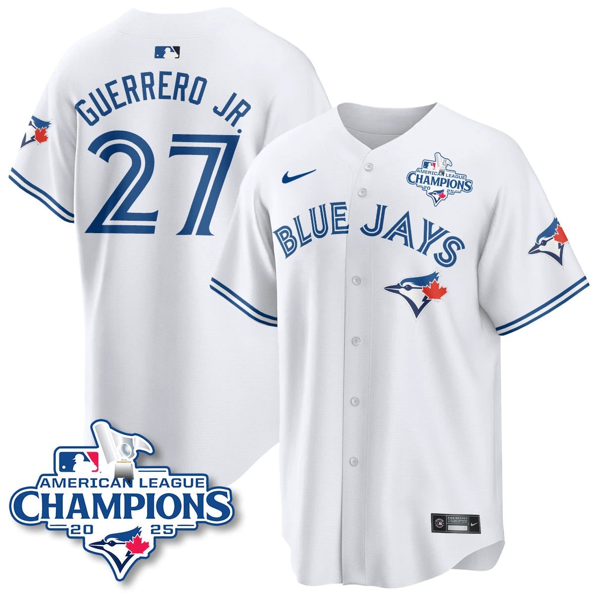 Toronto Blue Jays 2025 American League Champions Jersey - All Stitched by Toronto Blue Jays