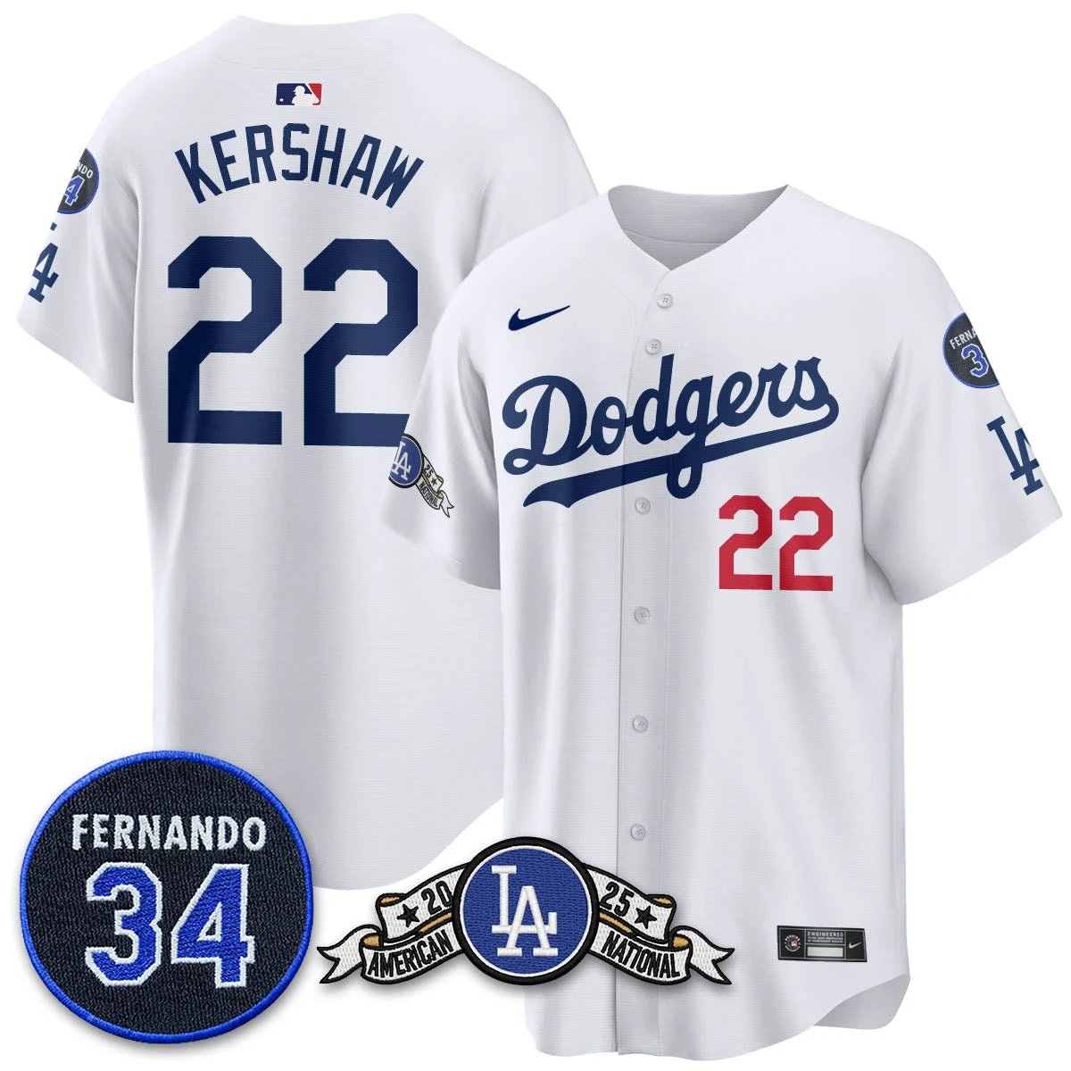 Los Angeles Dodgers 2025 National League Champions Jersey - All Stitched by Los Angeles Dodgers