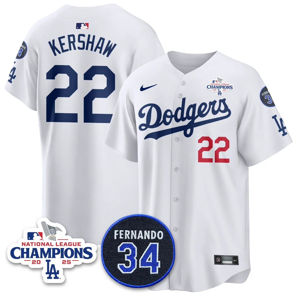 Los Angeles Dodgers 2025 NL Champions Jersey - All Stitched by Los Angeles Dodgers