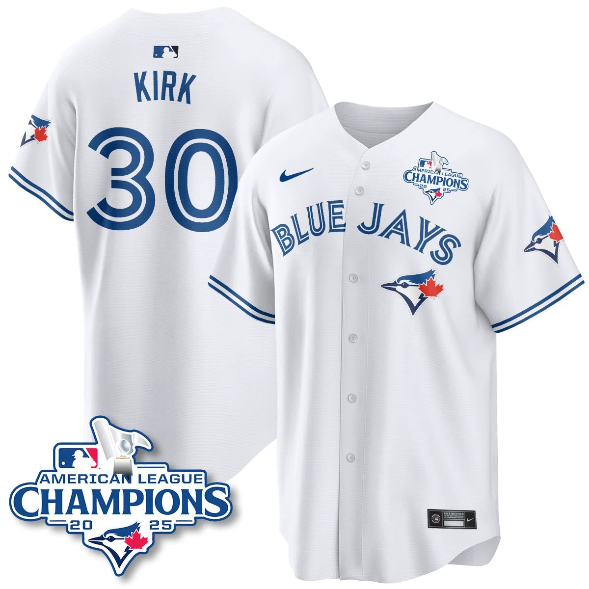 Toronto Blue Jays 2025 American League Champions Jersey - All Stitched by Toronto Blue Jays