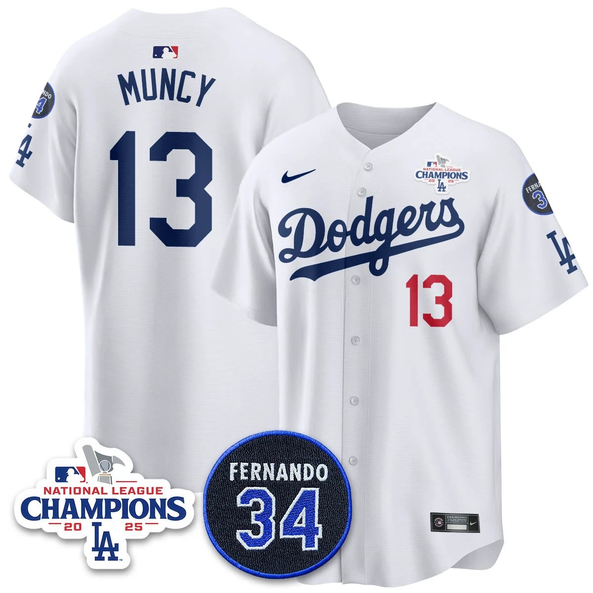 Los Angeles Dodgers 2025 NL Champions Jersey - All Stitched by Los Angeles Dodgers