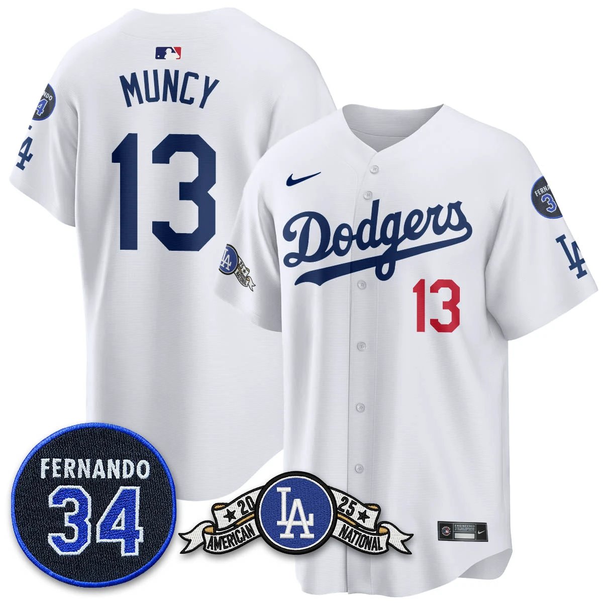Los Angeles Dodgers 2025 National League Champions Jersey - All Stitched by Los Angeles Dodgers