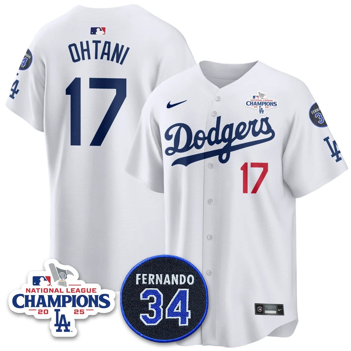 Los Angeles Dodgers 2025 NL Champions Jersey - All Stitched by Los Angeles Dodgers