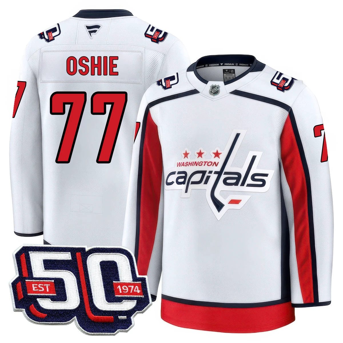 Men Washington Capitals 50th Anniversary Premium Jersey - All Stitched by Washington Capitals