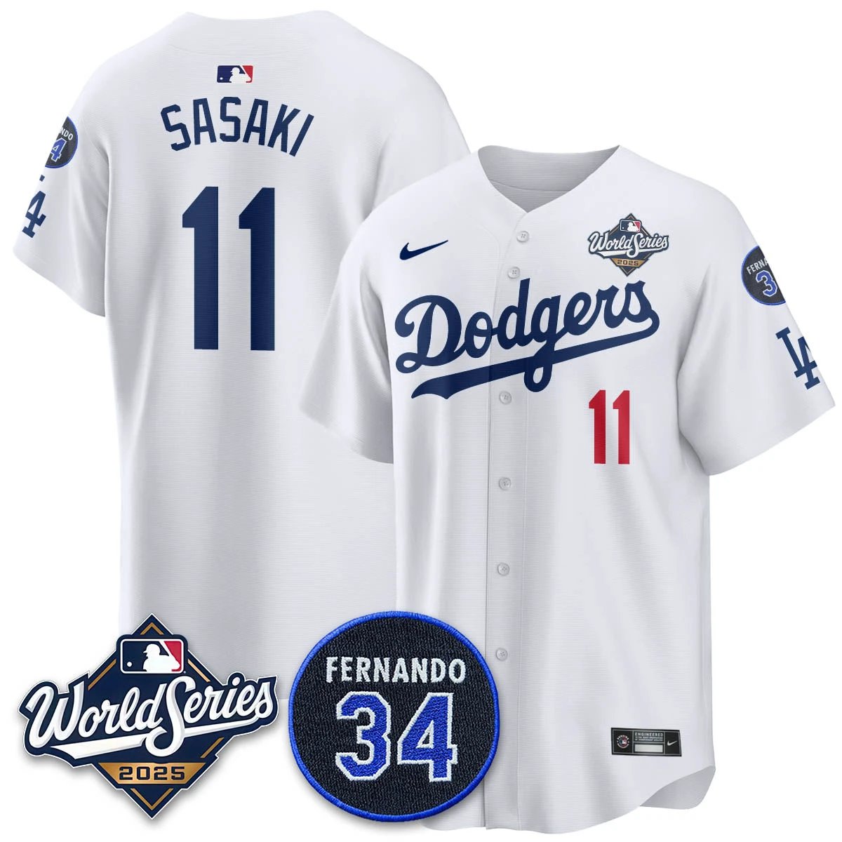 Los Angeles Dodgers 2025 National League Champions Jersey - All Stitched by Los Angeles Dodgers