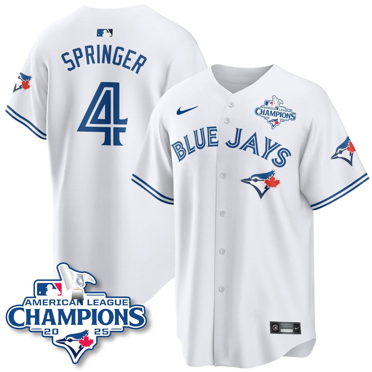 Toronto Blue Jays 2025 American League Champions Jersey - All Stitched by Toronto Blue Jays