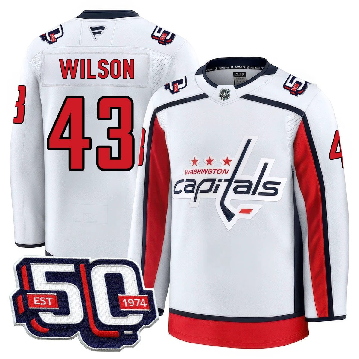 Men Washington Capitals 50th Anniversary Premium Jersey - All Stitched by Washington Capitals