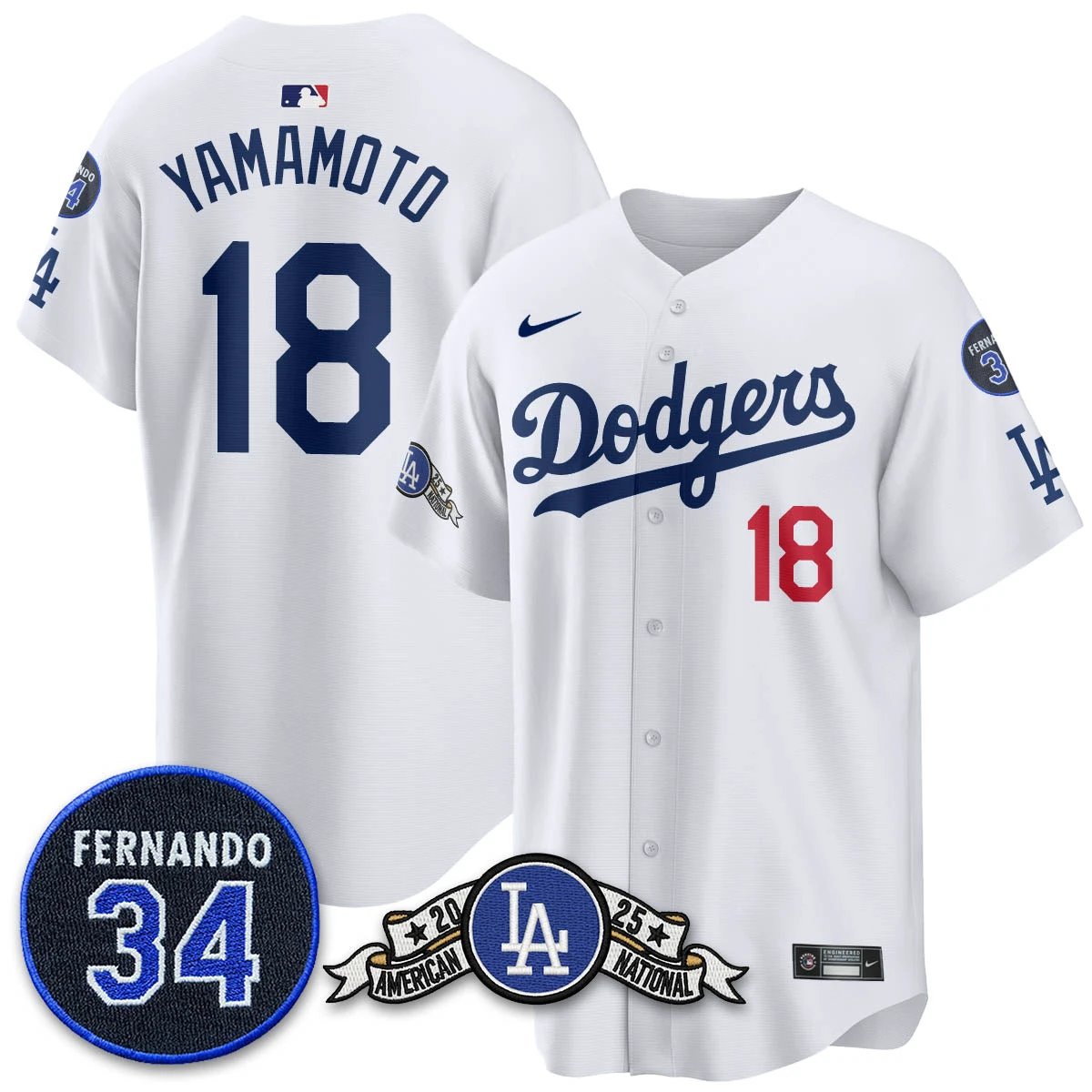 Los Angeles Dodgers 2025 National League Champions Jersey - All Stitched by Los Angeles Dodgers