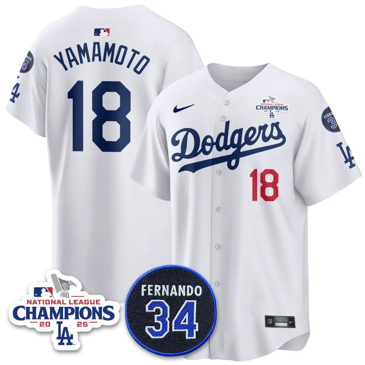 Los Angeles Dodgers 2025 NL Champions Jersey - All Stitched by Los Angeles Dodgers