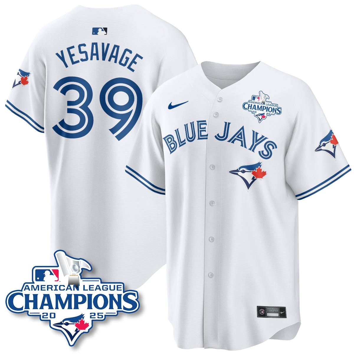 Toronto Blue Jays 2025 American League Champions Jersey - All Stitched by Toronto Blue Jays