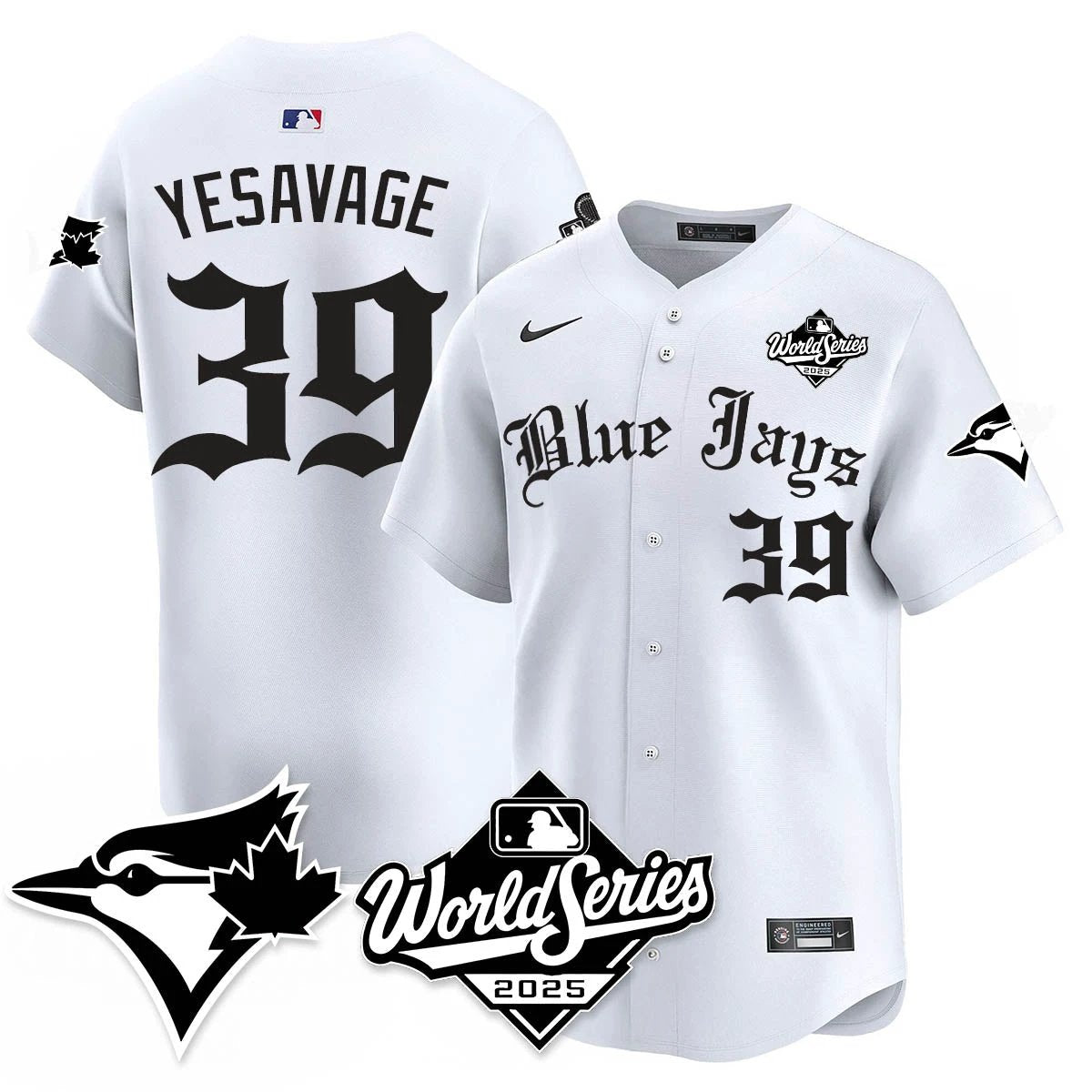 Toronto Blue Jays Gothic 2025 World Series Jersey - All Stitched by Toronto Blue Jays