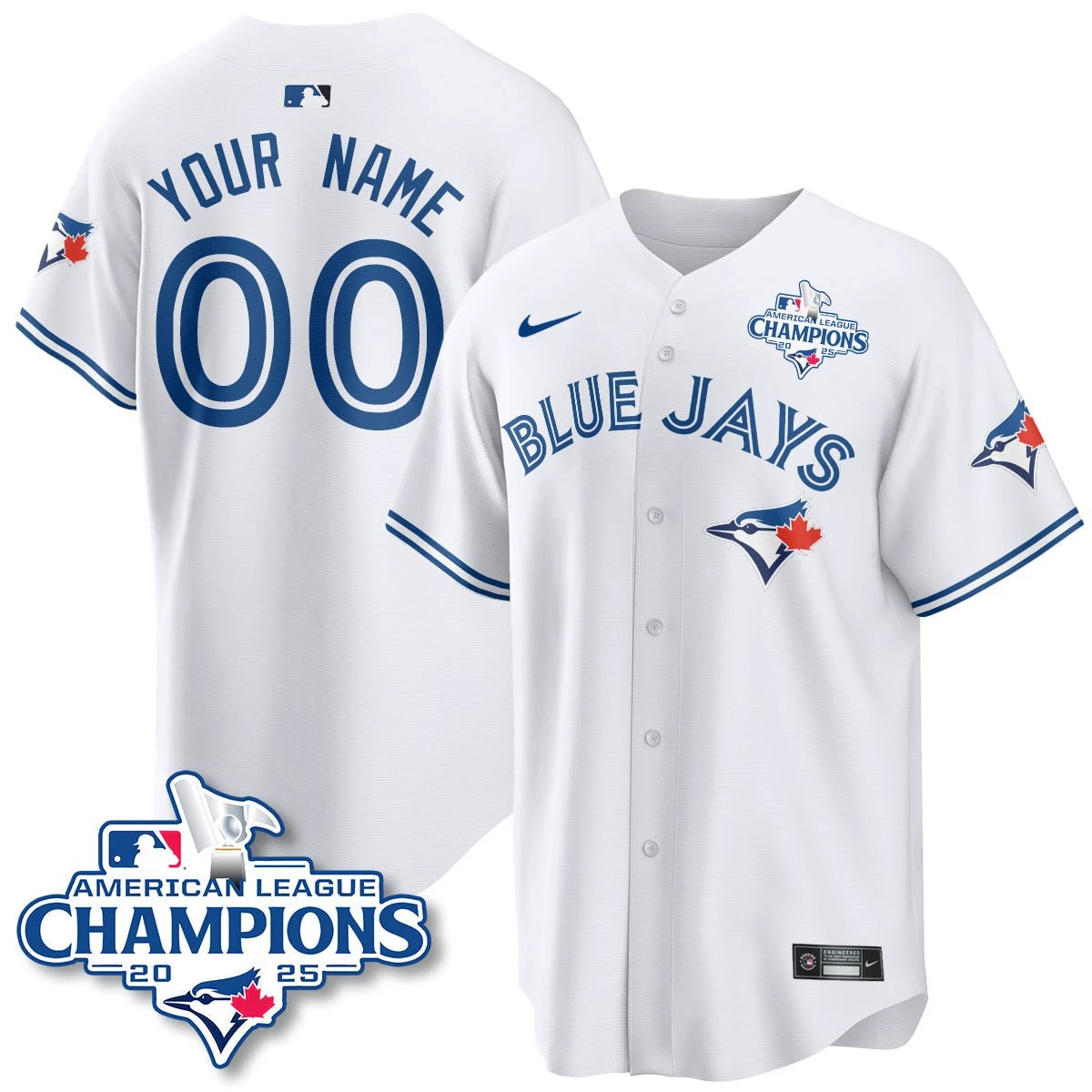 Toronto Blue Jays 2025 American League Champions Jersey - All Stitched by Toronto Blue Jays