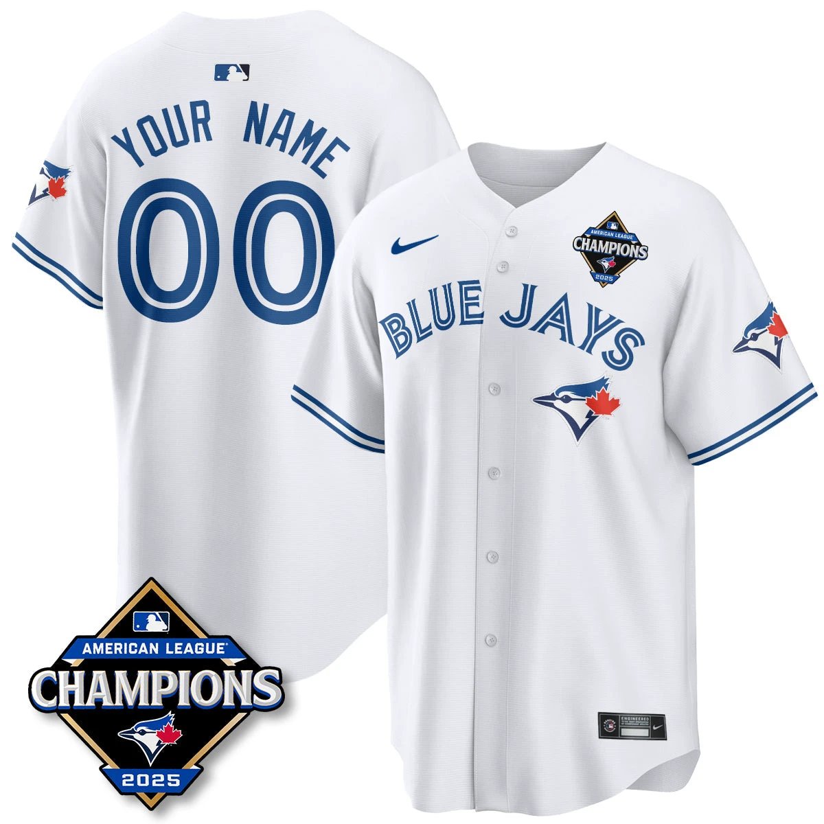 Toronto Blue Jays 2025 American League Champions Jersey - All Stitched by Toronto Blue Jays