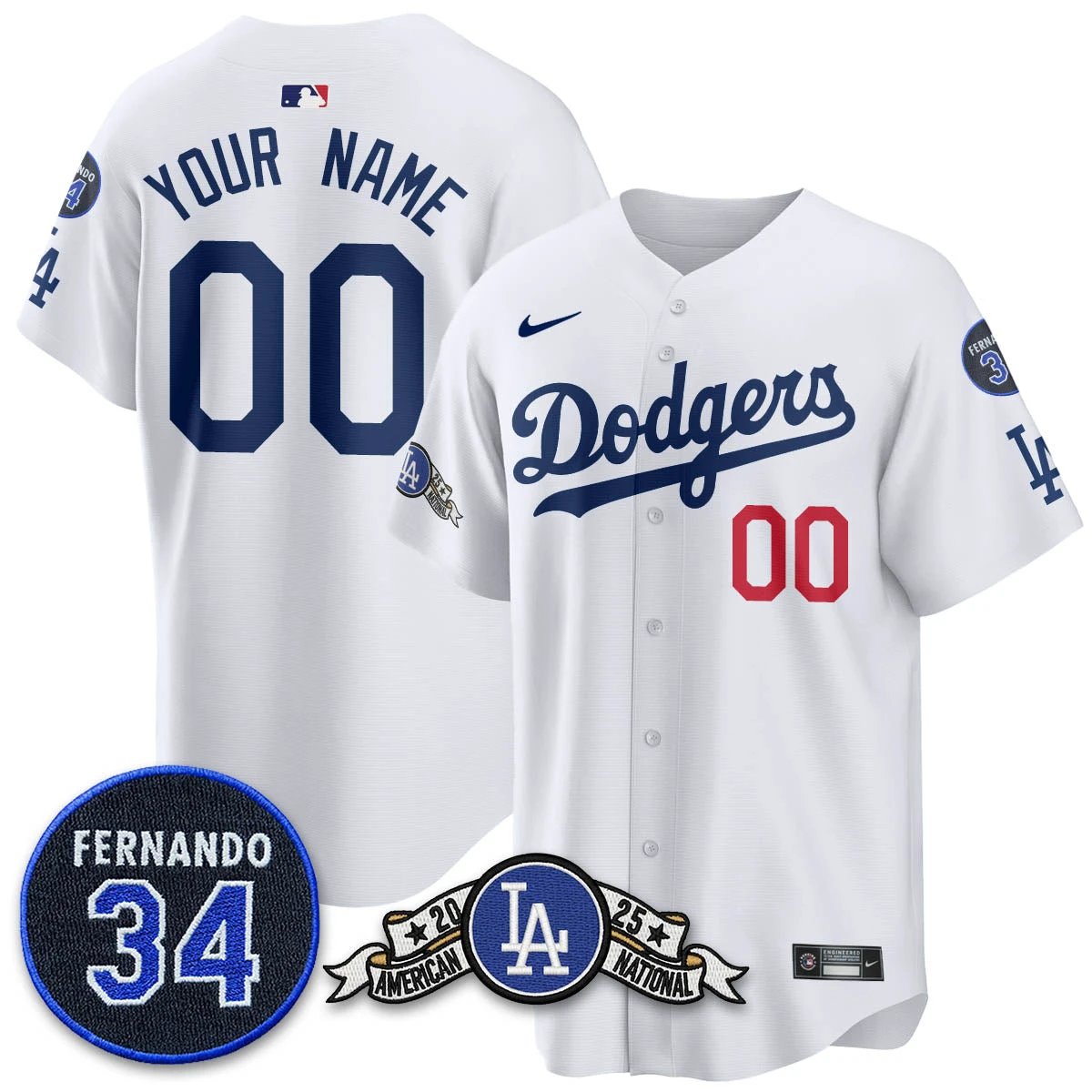 Los Angeles Dodgers 2025 National League Champions Jersey - All Stitched by Los Angeles Dodgers