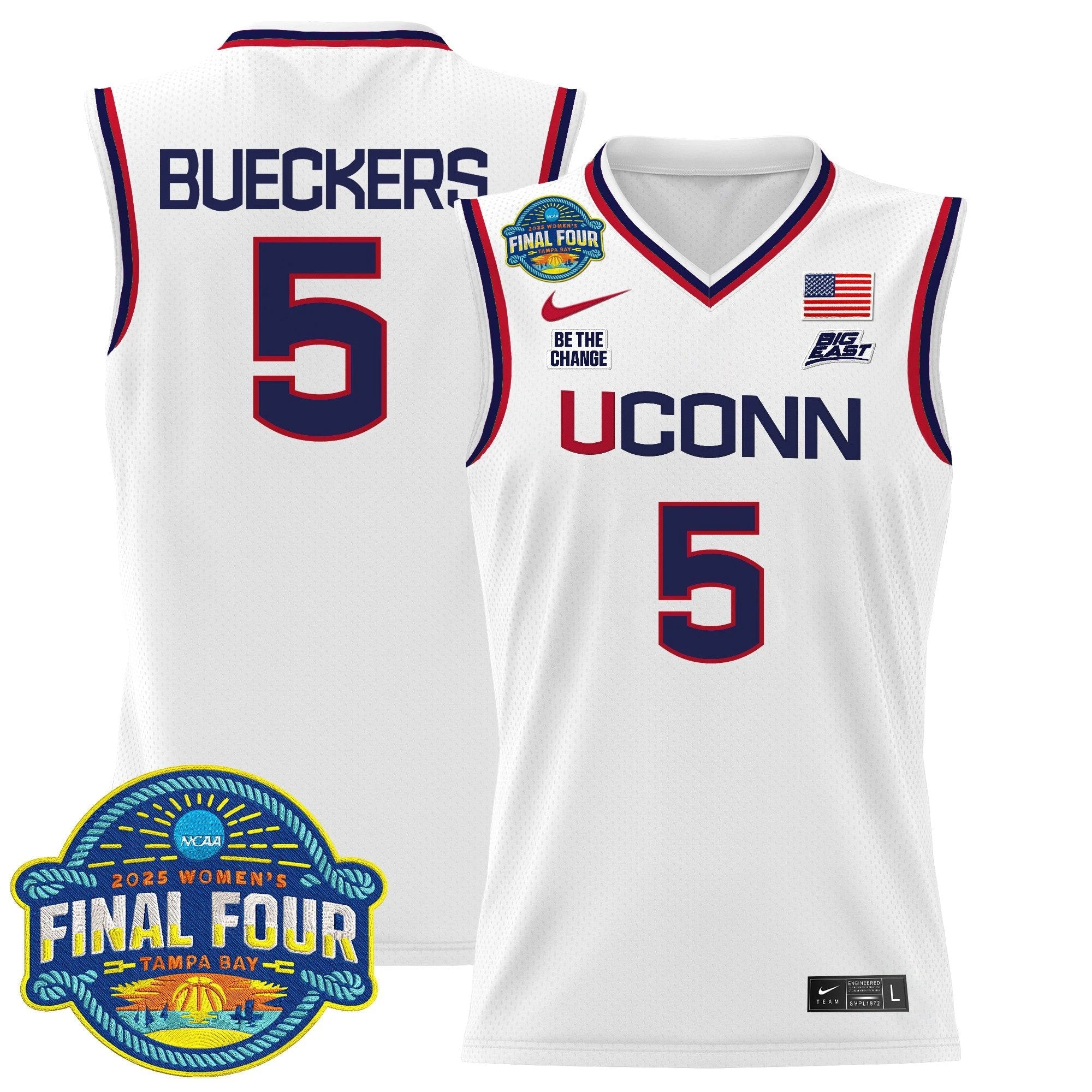 Paige Bueckers Jersey #5 UConn Huskies 2025 Big Eat Final Four Patch White by My store basketball