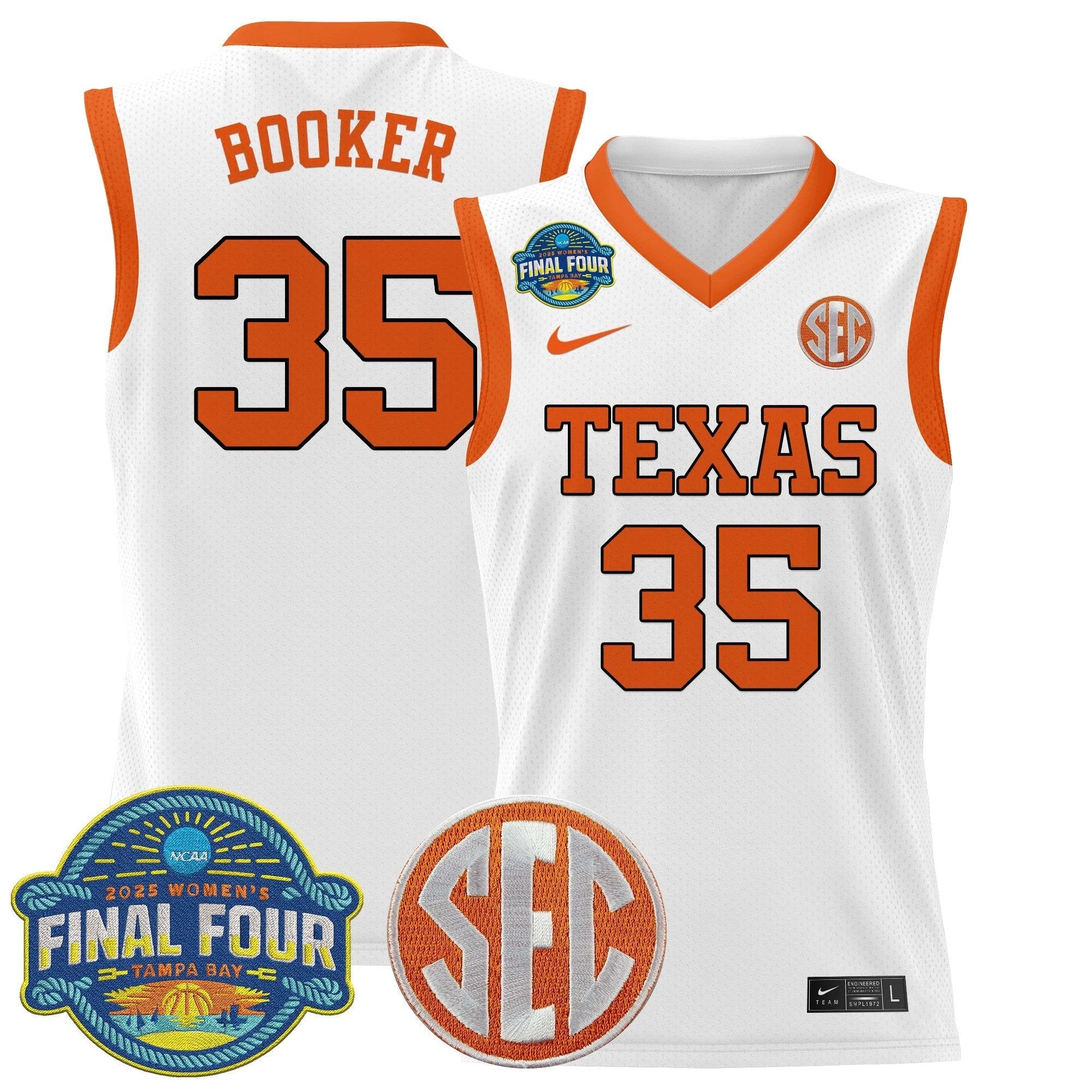 Madison Booker Jersey #35 Texas Longhorns 2025 Sec Final Four Patch White by My store basketball